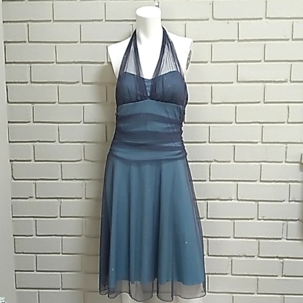 Speechless Formal Blue sheer Sparlke Dress. Size Medium